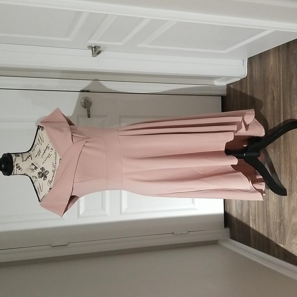 NWT Pink Off-Shoulder High Low Dress WITH POCKETS Size L